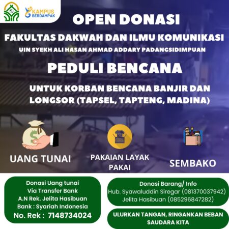 FDIK UIN Syahada Padangsidimpuan Gelar Open Donasi Peduli Bencana untuk Tapsel, Tapteng, Kota Sibolga, dan Madina