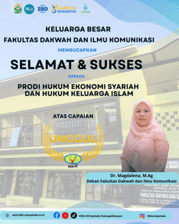Keluarga Besar FDIK UIN Syahada Padangsidimpuan Ucapkan Selamat atas Akreditasi Unggul Prodi HES dan HKI